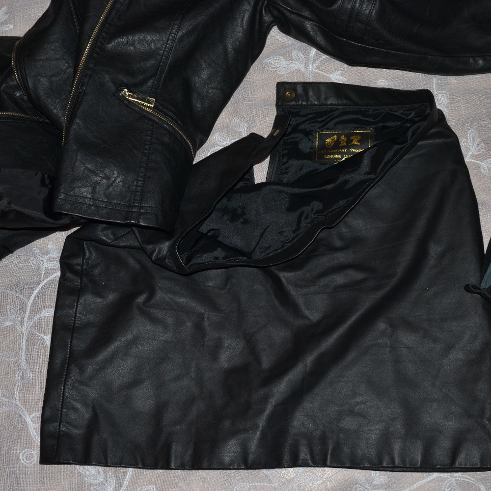 Black leather skirt